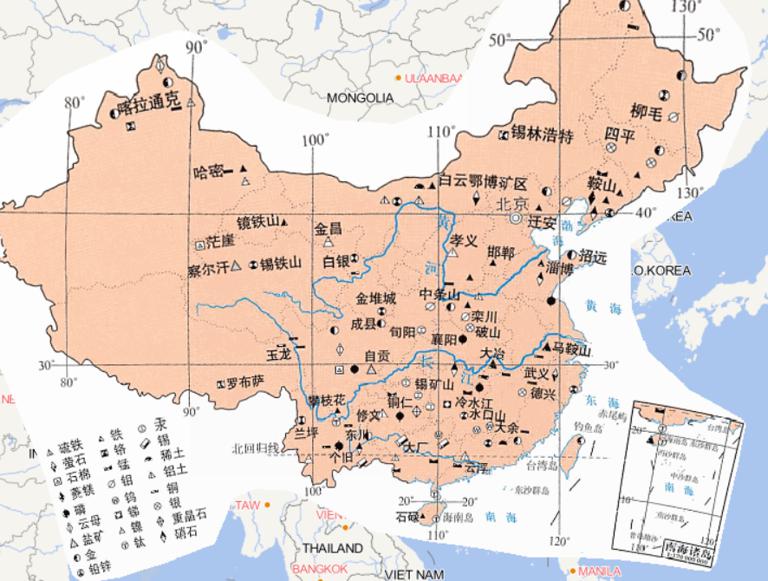 Online map of China's major non-energy minerals