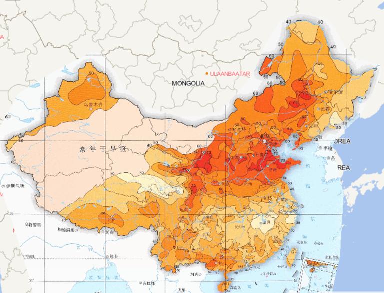 Online map of average annual drought days in China from 1981 to 2010