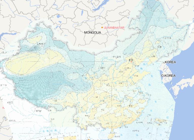 Online map of September minimum daily temperature distribution in China