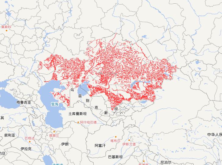 Online map of Kazakhstan waters line