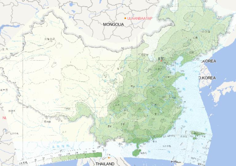 Online map of threshold distribution of daily precipitation in 50 years in China