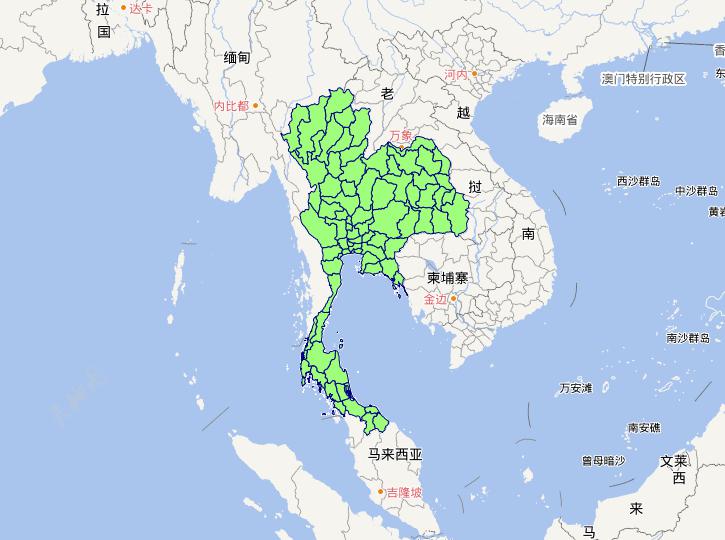 Thailand level 1 administrative boundaries online map