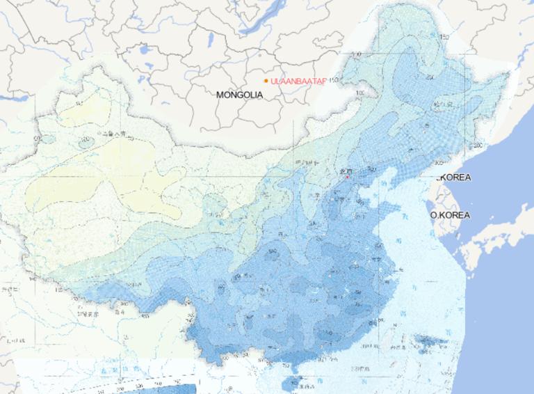 Online map of threshold distribution of continuous rainfall in China in 100 Years