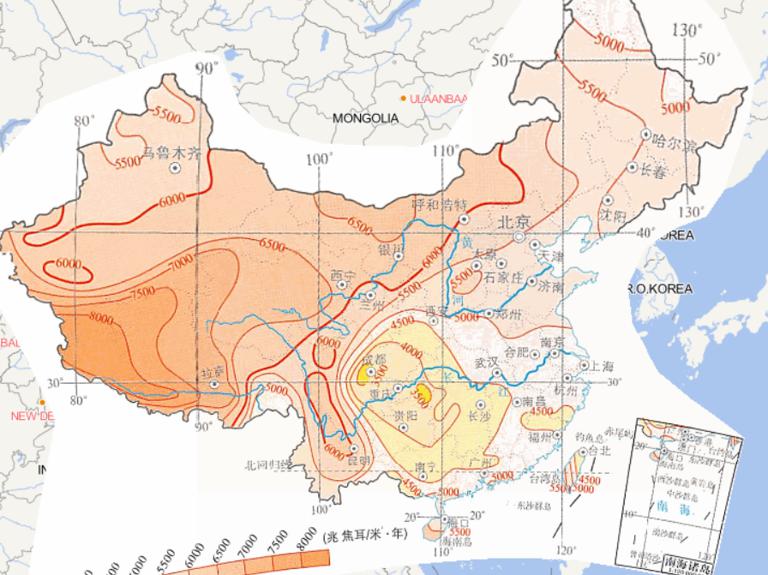 Online map of annual total solar radiation in China