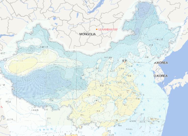 Online map of April minimum daily temperature distribution in China