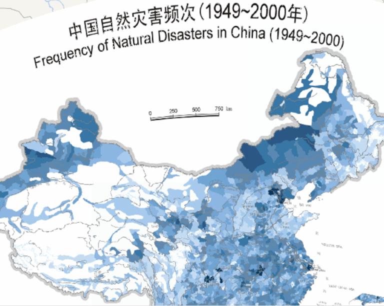 Natural Disaster Frequency Online Map of China (1949-2000)