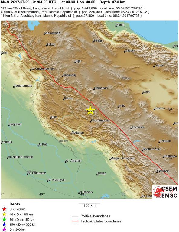 July 28, 2017 Earthquake Information of  Iran