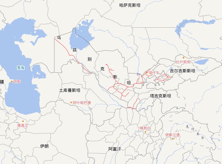 Online Map of Uzbekistan Railway