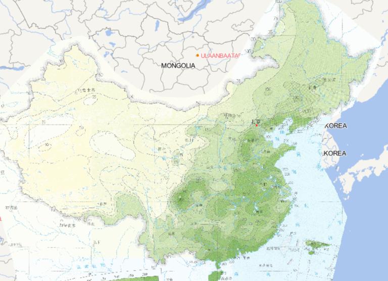 Online map of threshold distribution of daily precipitation in 100 years in China
