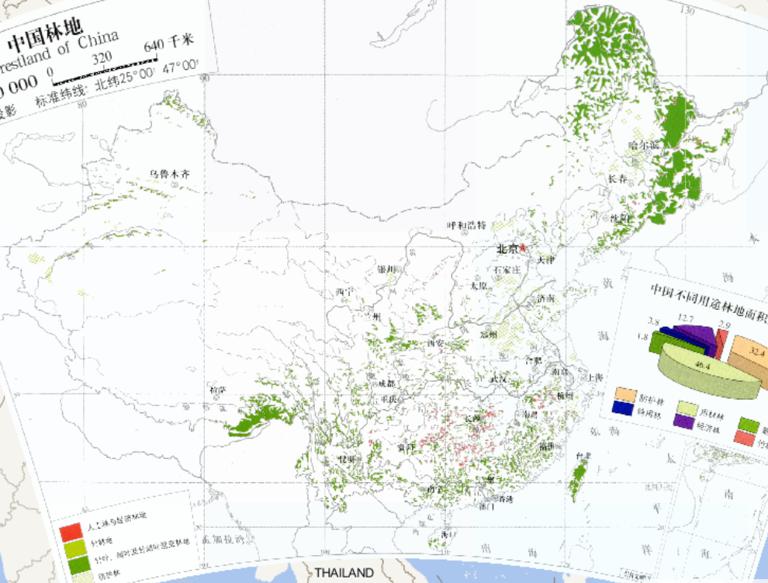 China Forest Land (1: 32 million) Online Map