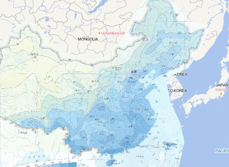 Online map of threshold distribution of continuous rainfall in China in 50 Years