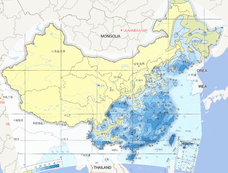 Online map of annual rainfall and waterlogging  frequency in China from 1981 to 2010