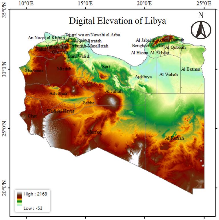 Digital Elevation of Libya