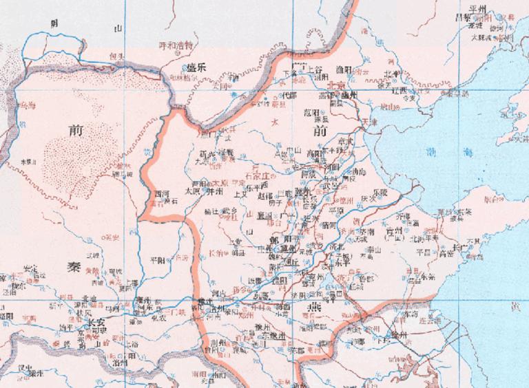 Online historical map of Qian Yan (366 A.D.) and Qian Qin (370 A.D.) during the Sixteen States period of the Eastern Jin Dynasty