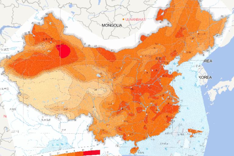 Online map of threshold distribution of daily maximum temperature in China in 50 years
