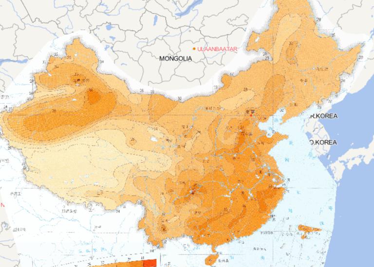 Online map of September maximum daily temperature distribution in China