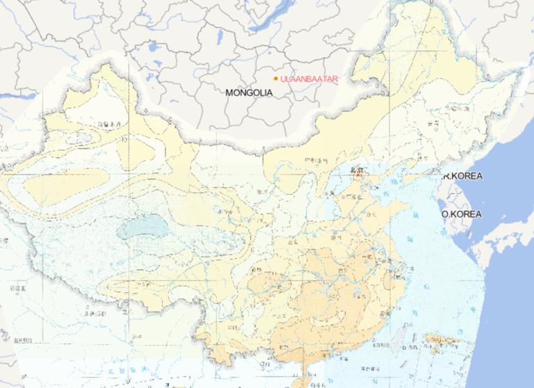 Online map of June minimum daily temperature distribution in China