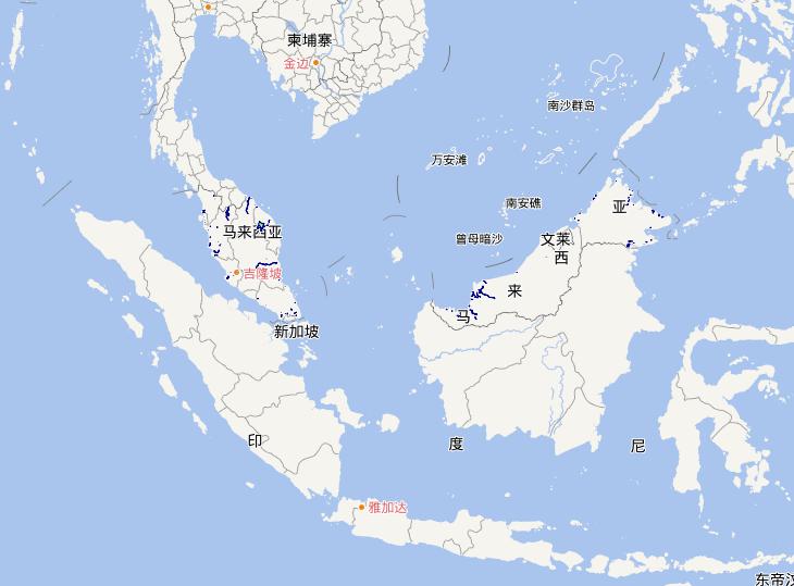 Online map of Malaysia waters area