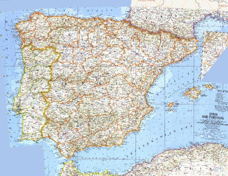 Spain and Portugal Map 1965 online map