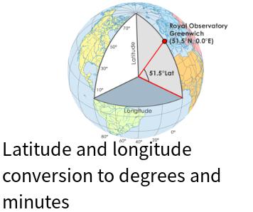 Decimal system latitude and longitude online conversion to degrees and minutes format