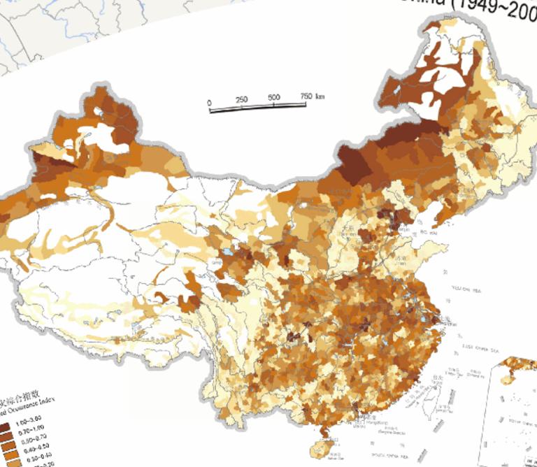 Online Thematic Maps of Chinese Natural Disasters Comprehensive Index  (1949-2000)