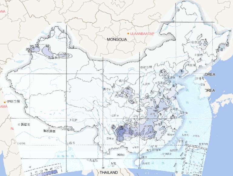Online map of the maximum number of glaze days in China from 1961 to 2015