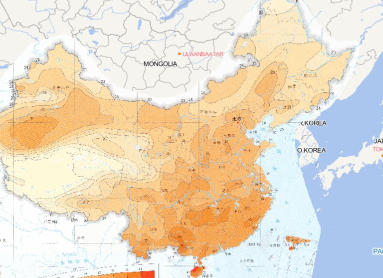 Online map of March maximum daily temperature distribution in China