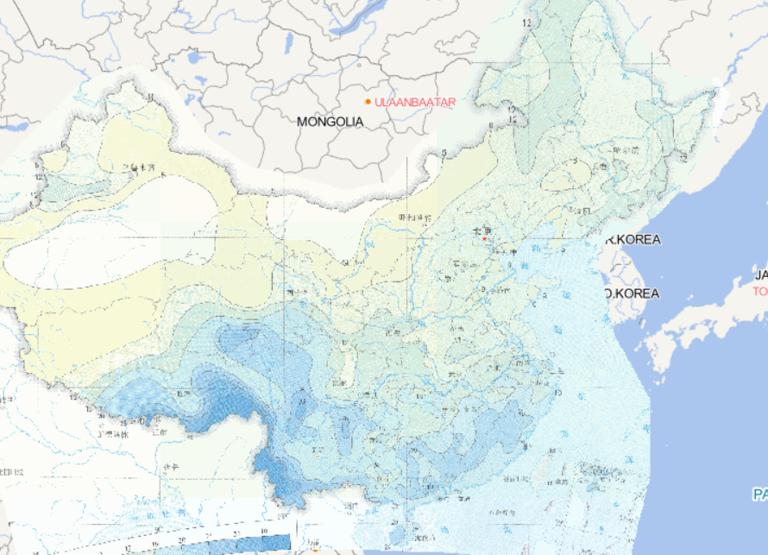 Online map of extreme threshold distribution of continuous precipitation days in China