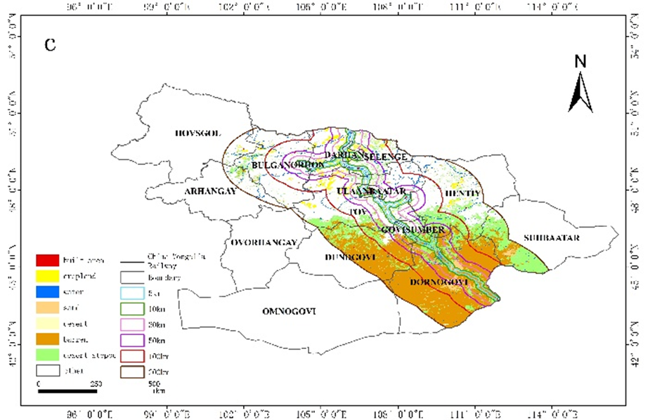 Dataset of desertification related land cover distribution along China-Mongolia railway (Mongolia section) in 2015