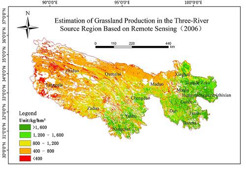 Estimation of Grassland Production in the Three-River Source Region Based on Remote Sensing, 2006-2015