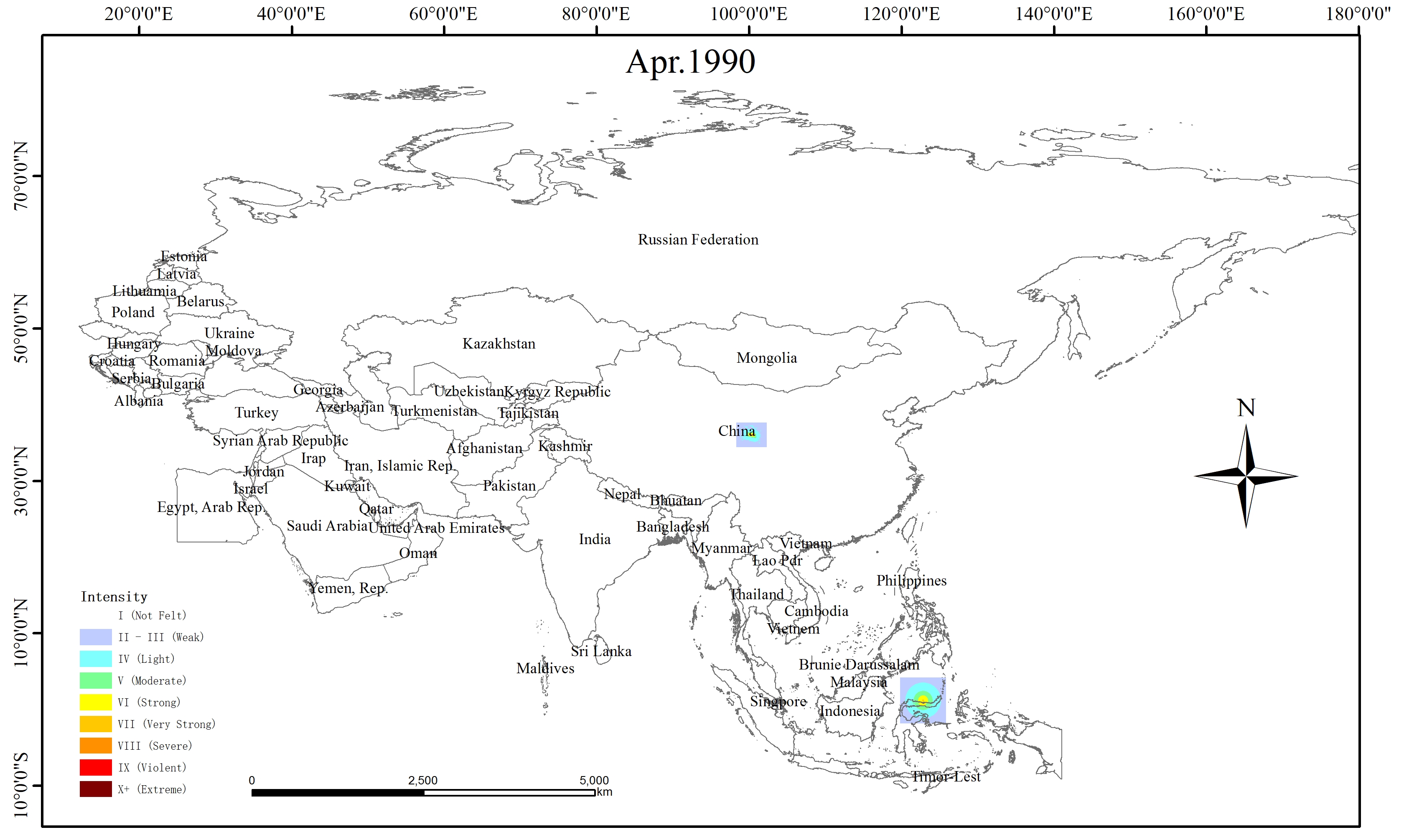 Spatio-temporal Distribution of Earthquake Disaster in the Belt and Road Area in 1990