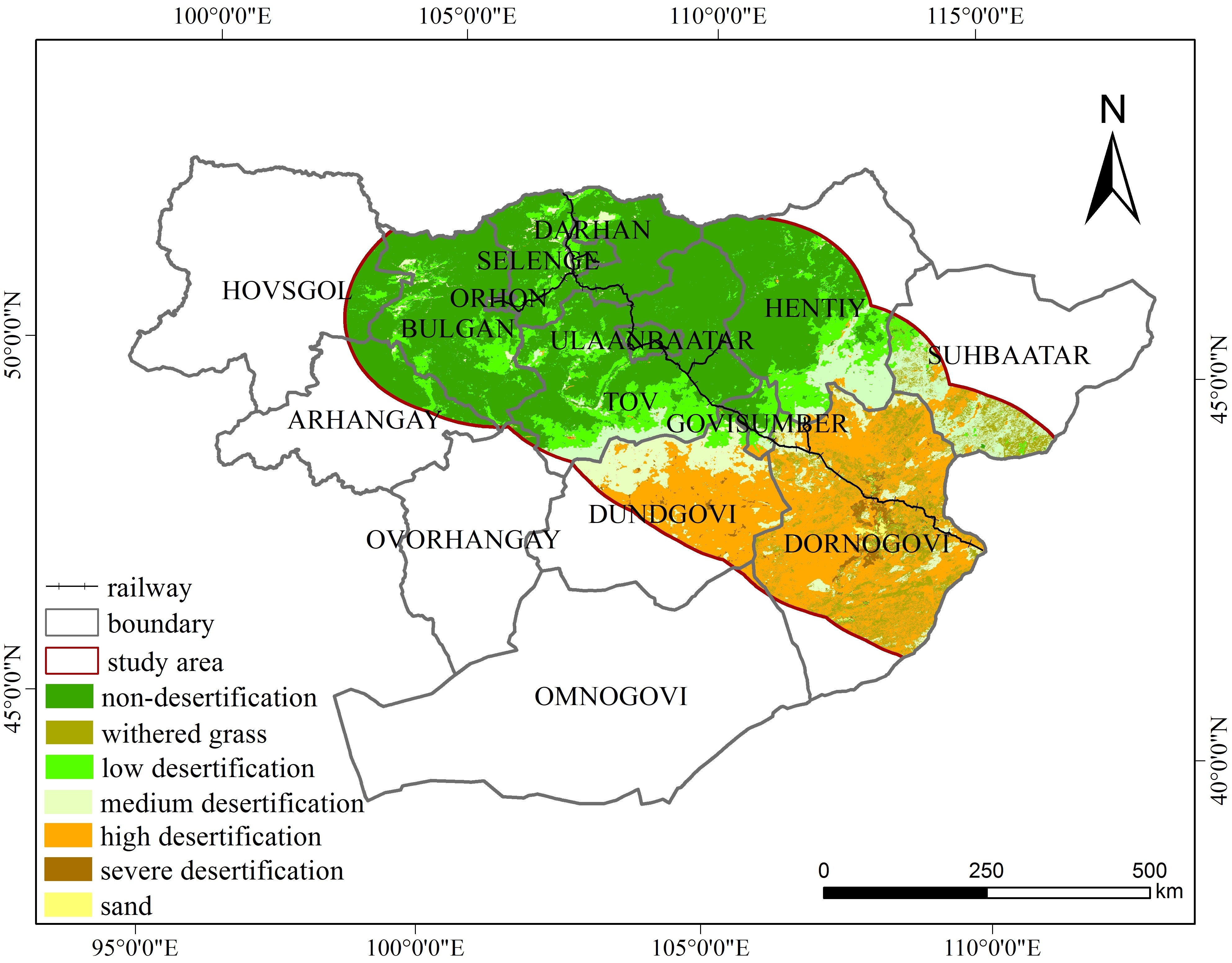 Desertification distribution data set along the China-Mongolia Railway (Mongolia section)
