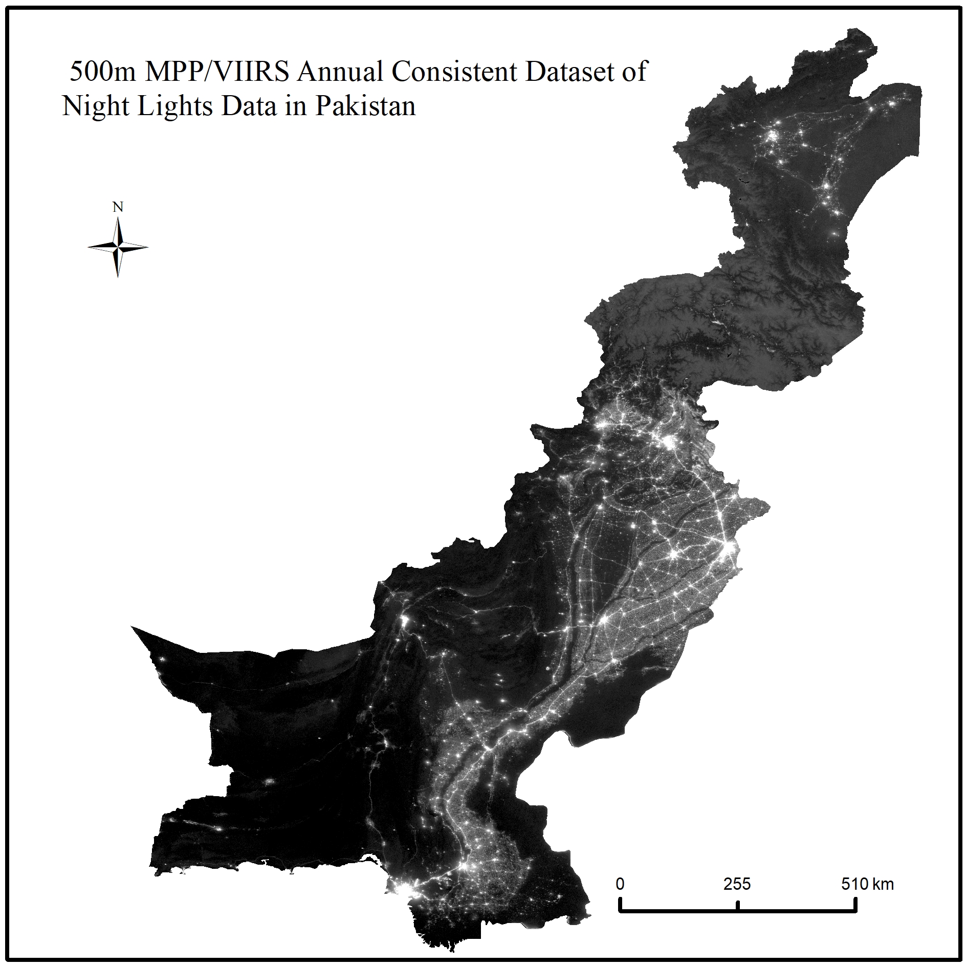 2012-2019 Annual Consistent Data Set of 500m NPPVIIRS Night Lights across Pakistan