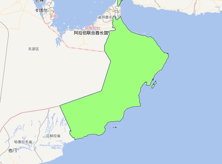 Online map of Oman level 0 administrative boundaries