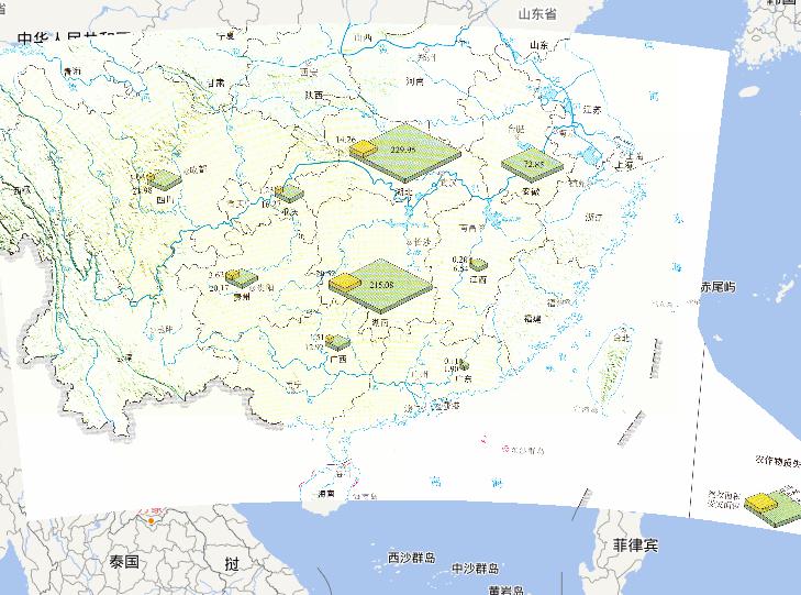 Crop losses online map from June 6th,2010 to June 10th during the earth June's flood disaster period in South China