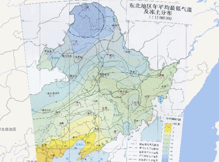 Online Maps of Annual Mean Minimum Air Temperature and Permafrost Distribution in Northeast China