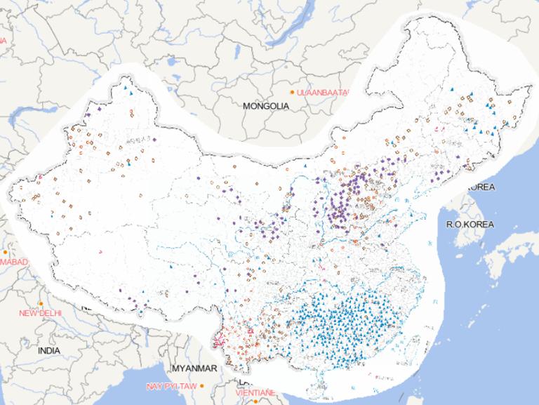 Online map of China's May disaster distribution in 2014