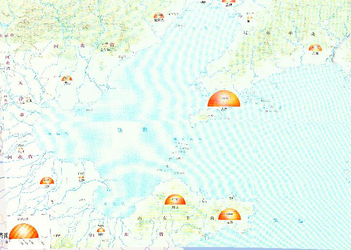Disaster losses online map of the sea ice disaster in the north of the Bohai Sea and the Huanghai Sea(2010)