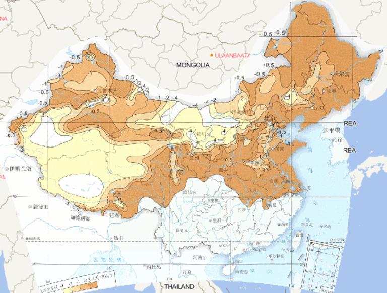 Online map of linear variation trend of annual sandstorm days in China from 1961 to 2015