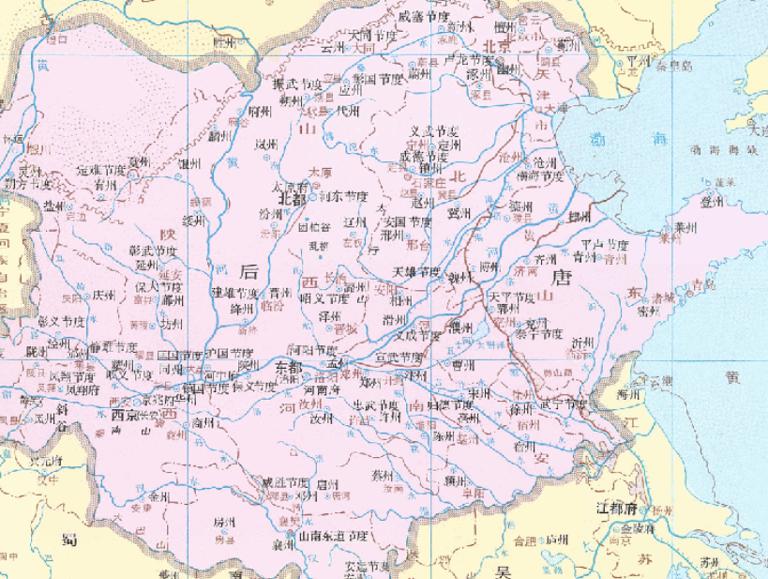 Online historical map of the late Tang Dynasty (934) in the Five Dynasties and Ten Kingdoms period of China
