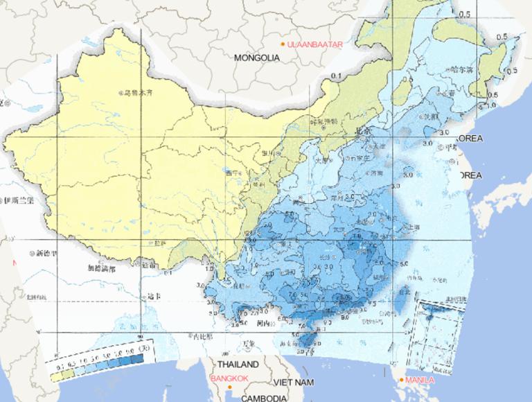 Online map of average annual rainstorm days in China from 1981 to 2010