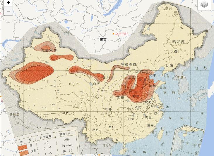 Online map of agricultural meteorological disasters wheat dry hot wind in China