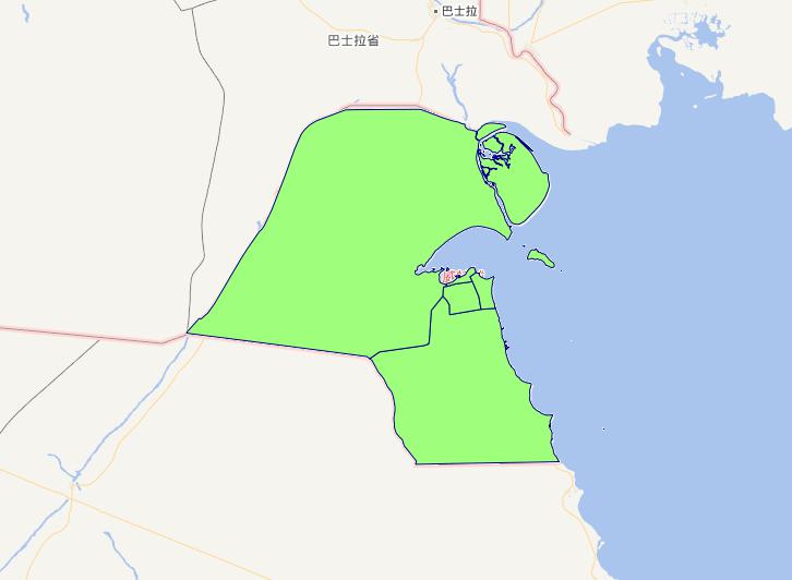 Online map of Kuwait Level 1 administrative boundaries