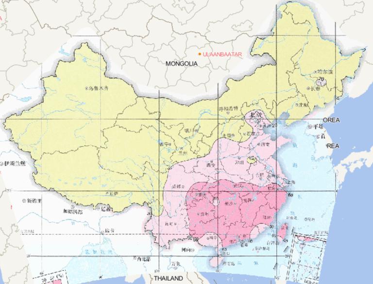 Online map of annual acid rain frequency in China from 1992 to 2015