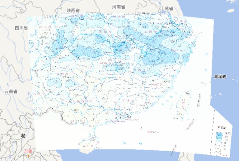 Online map of early July's rainfall from July 1st,2010 to July 8th during the flood disaster period in South China