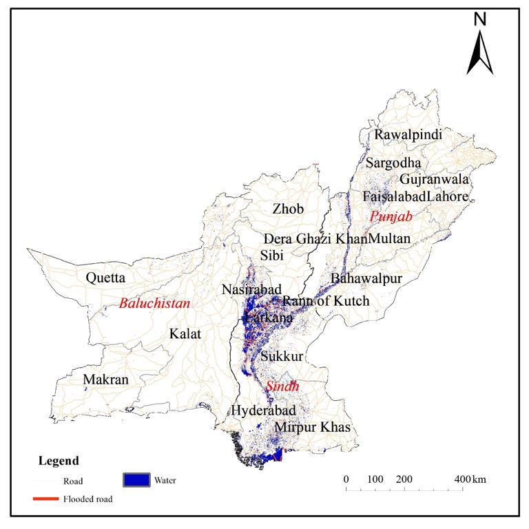 Dataset of flooded roads in Baluchistan, Sindh, Punjab, Pakistan（2022/8)