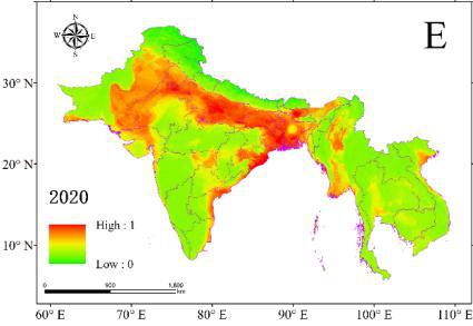 Spatial distribution dataset for population death risk assessment and prediction of high-temperature heat waves disasters in South Asia and the South Central Peninsula