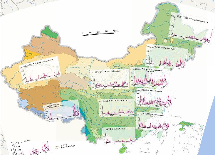 China's major basin flood disaster affected than the inter annual changes in the historical online map (1736 to 1911)