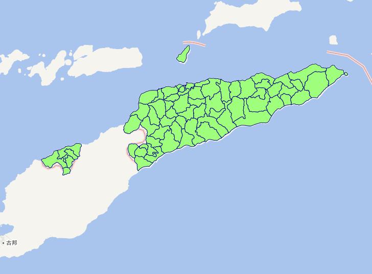 Online map of East Timor level 2 administrative boundaries