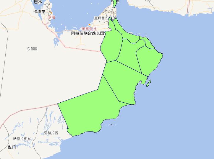 Online map of Oman level 1 administrative boundaries